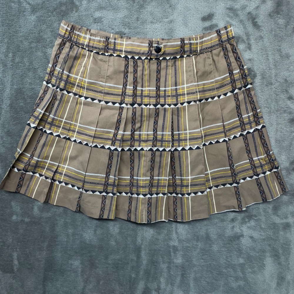 Kaelin Brown Plaid‎ Pleated Mini Skirt Retro Schoolgirl Style Size 8